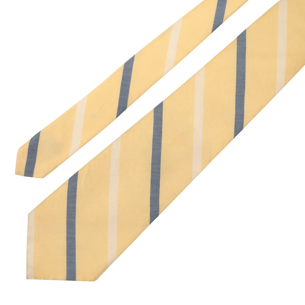 VTG Polo Ralph Lauren Tie Repp Striped Yellow Cotton Silk Purple Label 3.25" USA